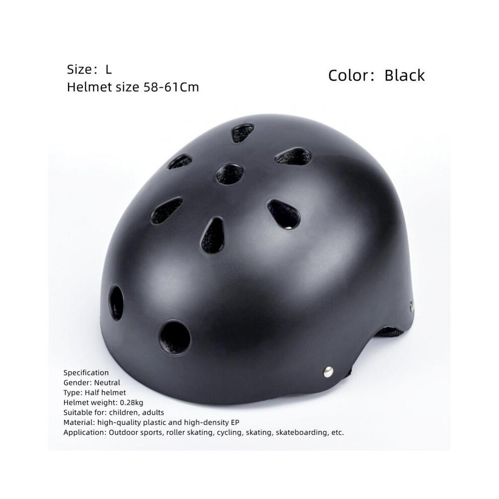 (CHINA, Black) Outdoor Helmet Adult Children Roller Skating Skateboard Bike Bicycle Shock-absorbing Helmet  Knee Wrist Guard Elbow-image-OPC-PGD7WSV-NEW