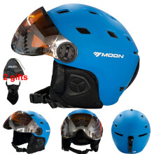 (M(55-58cm), Blue) MOON Goggles Skiing Helmet Integrally-Molded PC+EPS High-Quality Ski Helmet Outdoor Adult Sport Ski Snowboard Skateboard