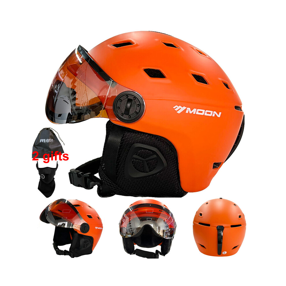 (M(55-58Cm), ) Moon Goggles Skiing Helmet Integrally-Molded Pc+Eps High-Quality Ski Helmet Outdoor Adult Sport Ski Snowboard Skateboard Orange