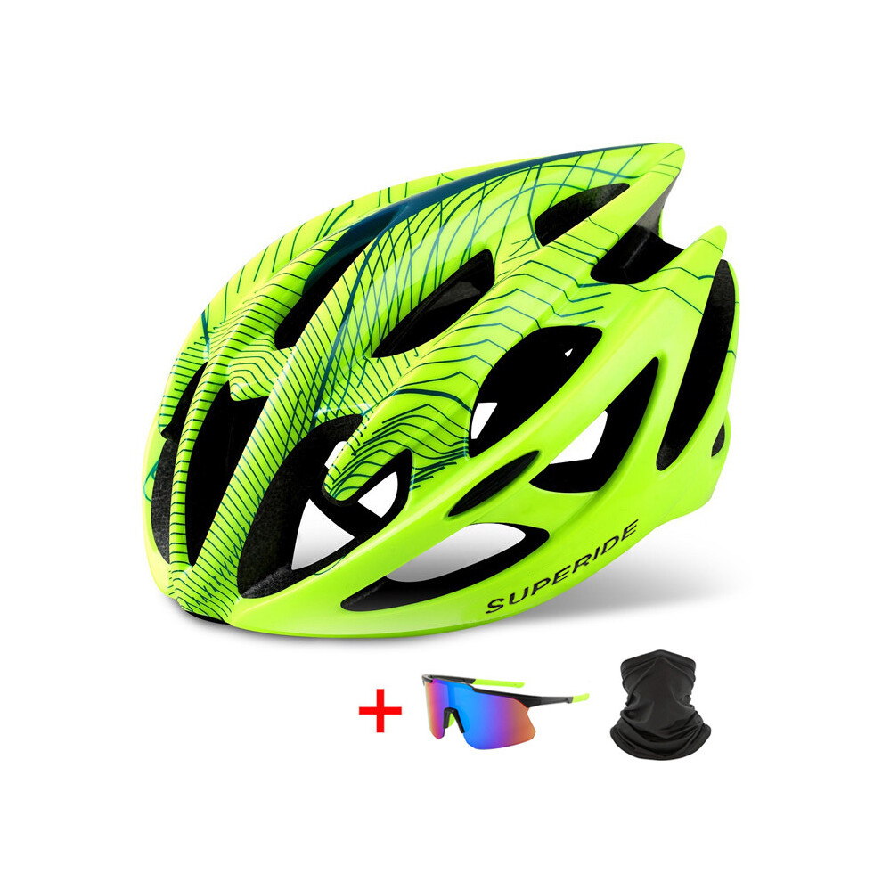 (M-54-58, Fluo Green 2) SUPERIDE Outdoor Road Bike Mountain Bike Helmet with Rearlight Ultralight DH MTB Bicycle Helmet Sports Riding Cycling-image-OPC-PGD7XQW-NEW