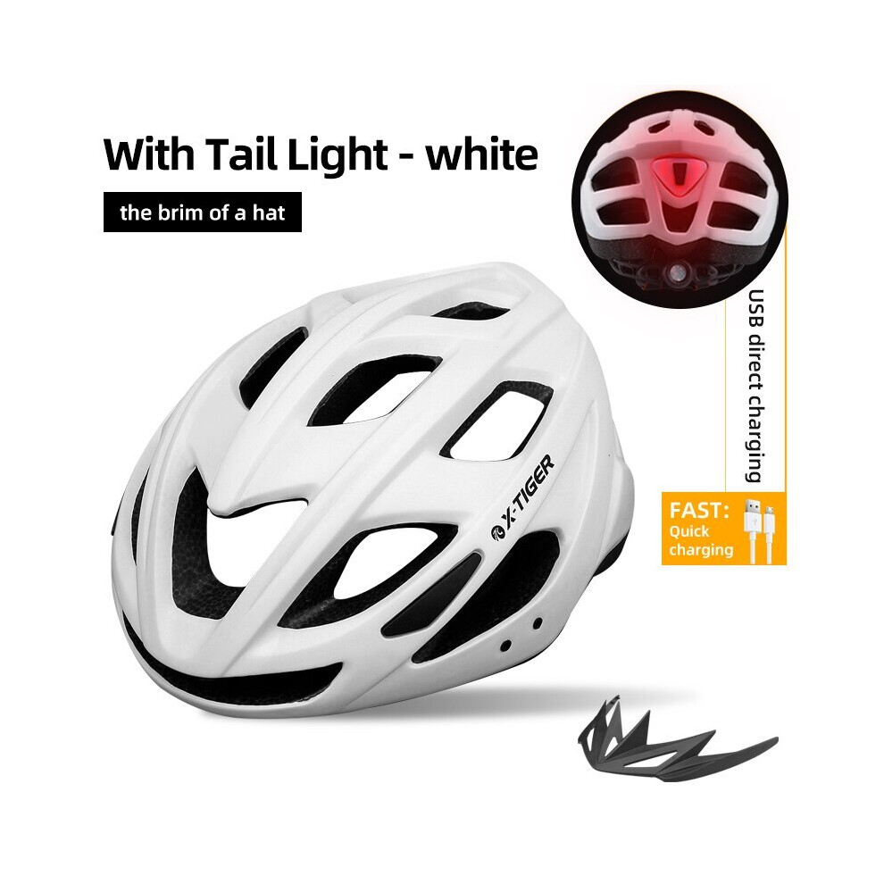 (White) X-TIGER Bike Helmet MTB Cycling Helmet LED Light Outdoor Sports Helmet Road Racing Mountain Bike Helmet Rechargeable-image-OPC-PGD7YWS-NEW