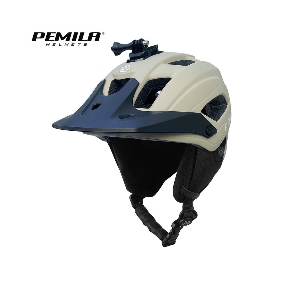 (L56-61CM, 137-Khaki-Ear VB) 2 In 1 Four Seasons Cycling Helmet MTB Road Bicycle Helmet Safety Cap Racing Warm Removable Ear Protection Bike Helmet-image-OPC-PGD7Z9D-NEW