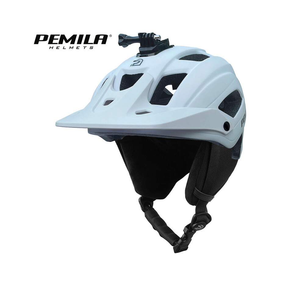 (L56-61CM, 137-White-Ear) 2 In 1 Four Seasons Cycling Helmet MTB Road Bicycle Helmet Safety Cap Racing Warm Removable Ear Protection Bike Helmet-image-OPC-PGD7Z9S-NEW