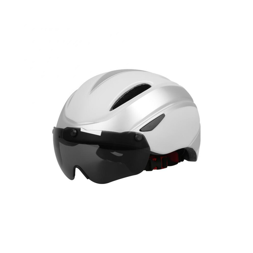 (China, Silver White) Electric Scooter Helmet With Visor Magnetic Goggles 58-61Cm Men Women Road Helmet Motocross Helmets Cycling Equipment White,Silver 9393321865795