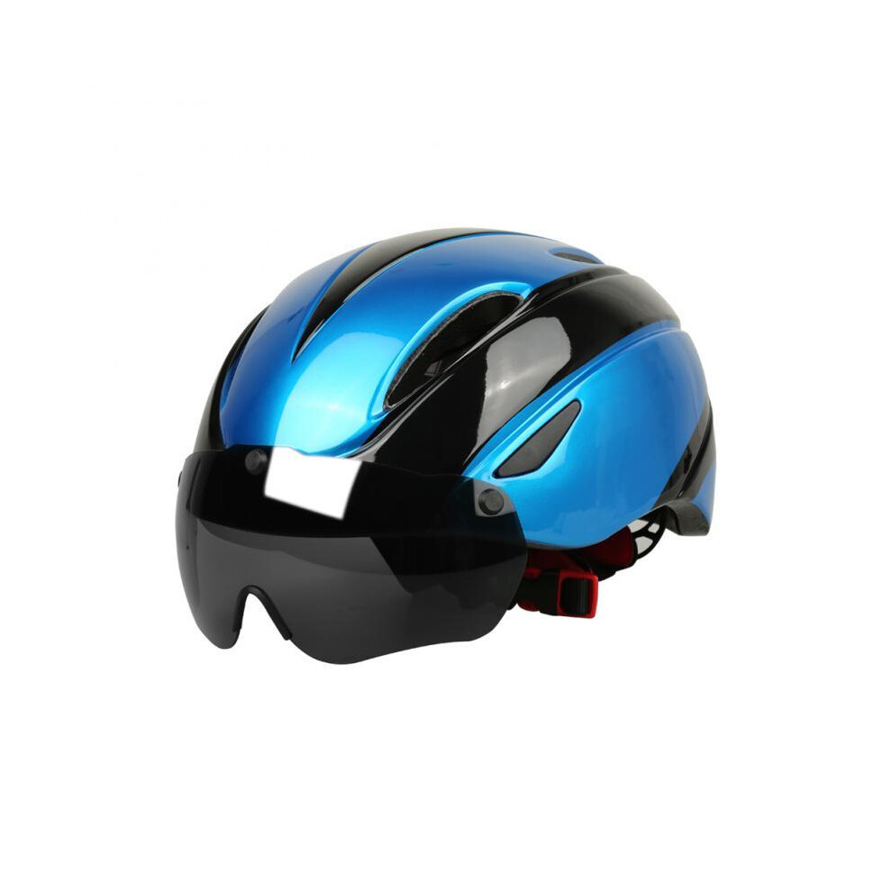 (China, Blue Black) Electric Scooter Helmet With Visor Magnetic Goggles 58-61Cm Men Women Road Helmet Motocross Helmets Cycling Equipment Blue,Black 9393321847876