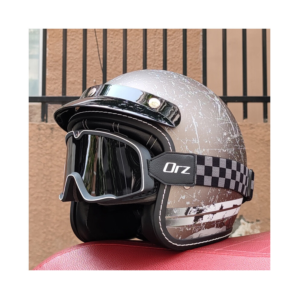 (XL, 14) Newly Launched Vintage Motorcycle Helmet DOT Certified Synthetic Leather  3/4 Helmet Jet Mask Helmet ORZ-181    Motorcycle-image-OPC-PGD825F-NEW