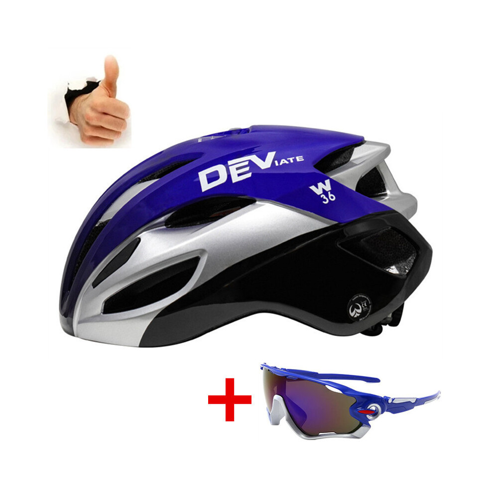 (CHINA, blue and glasses) DEV Beautiful MTB Road Cycling Helmet Women and Men Outdoor Racing Adult Sports Mountain Bike Helmets Adjustable Bicycle-image-OPC-PGD82BB-NEW