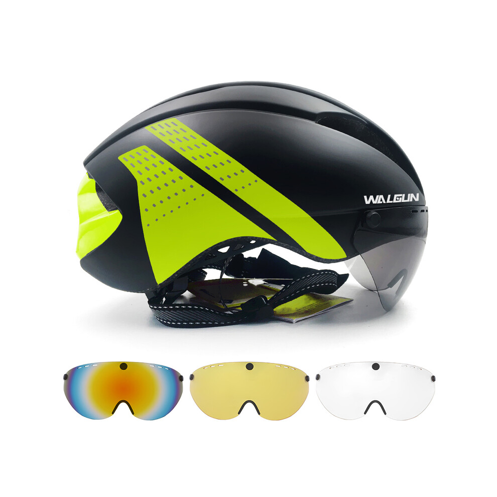 (L, Color 4-3) WALGUN Aero Cycling Helmet Road Bike Helmet Adults Lens Goggles Visor Time Trial TT Triathlon Bicycle Helmet M L for-image-OPC-PGD85KD-NEW