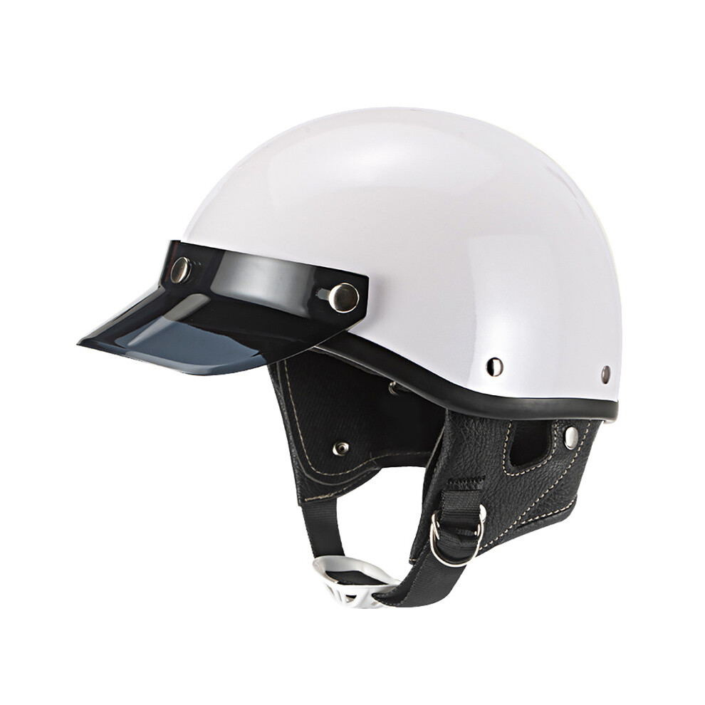(White) Retro Half Face Motorcycle Helmet Vintage Motorbike Helmets Men Women Unisex Scooter Summer Helmet Dot Certified White 9393321804398