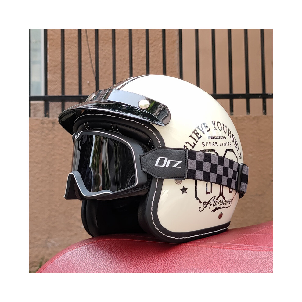 (L, 1) Dot Approved Retro Motorcycle Helmet Casco 3/4 Open Face Helmet Cafe Racer Helmet Chopper Helmet Capacete Motorcycle 8130375821213