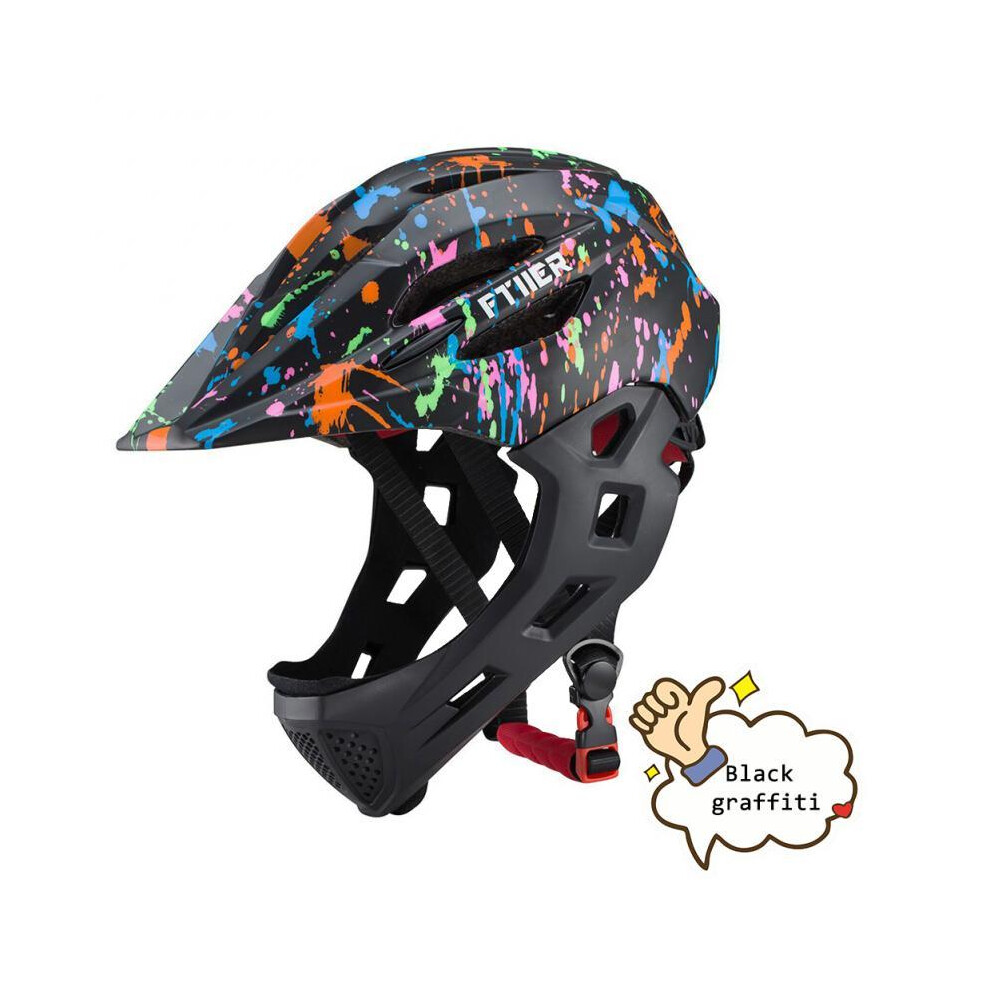 (n Federation, Dark graffiti) Kids Full Face Helmet Casco Mtb USB Light Detachable Children Bicycle Cycling Safety Balance Bike Helmet Cycling Equipme-image-OPC-PGD877X-NEW