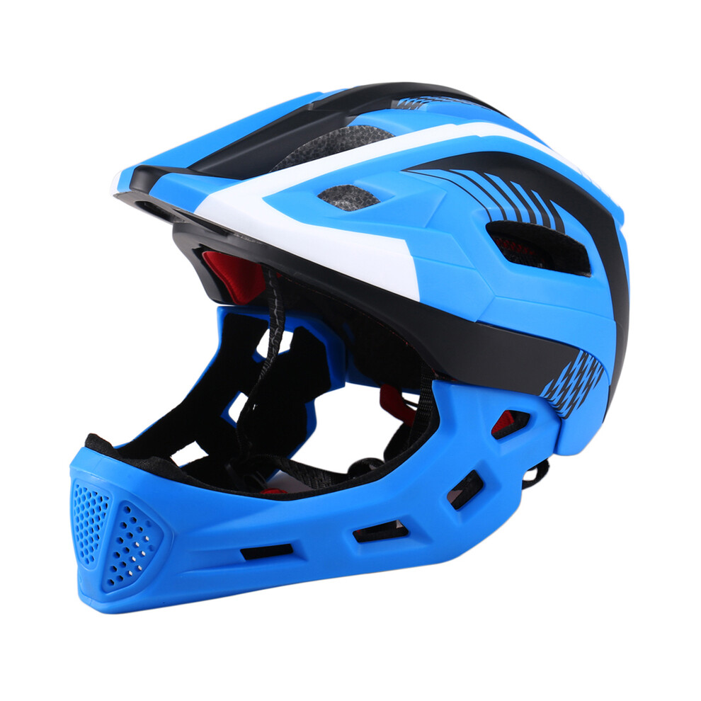 (Blue Black White) Kids Detachable Full Face Bike Helmet Breathable Ultralight Cycling Sports Safety Helmet Bike Skateboard Roller Skating-image-OPC-PGD87P7-NEW