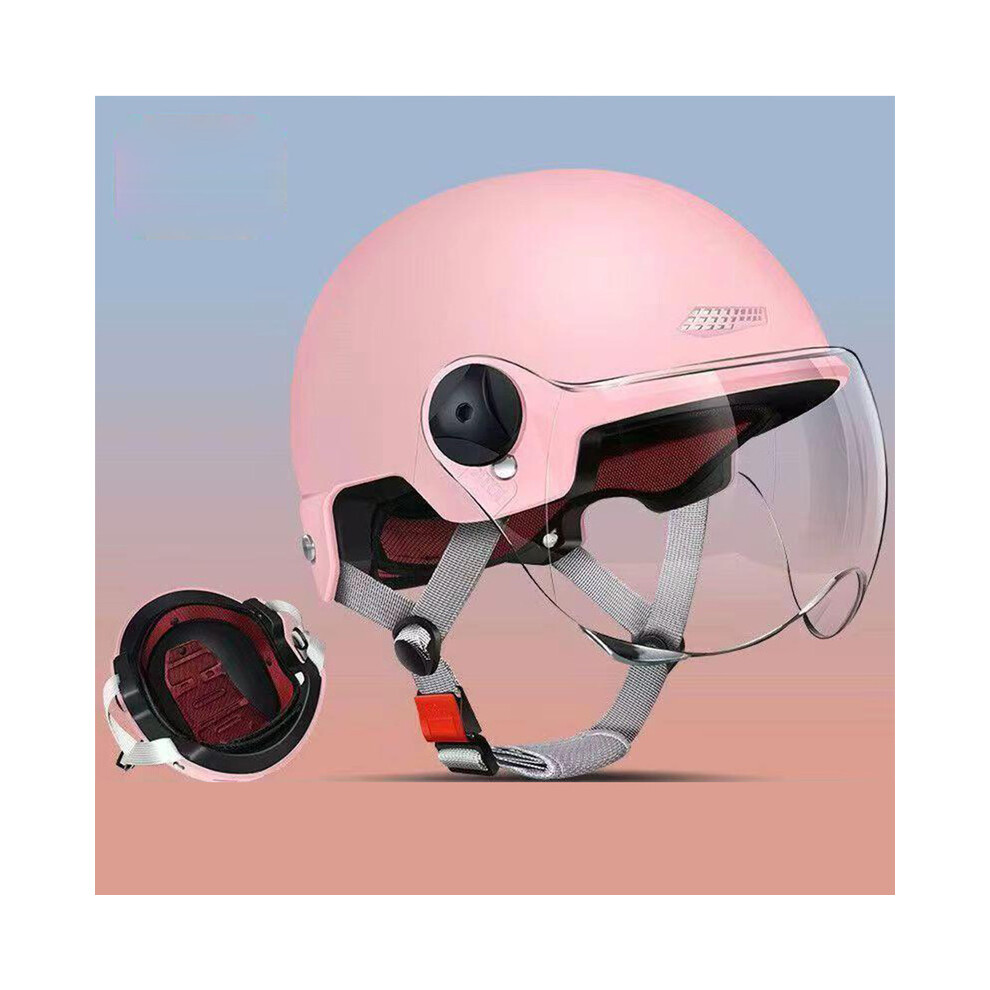(Pink) Motorcycle Electric Bicycle Helmet For Men Women Classic Retro Scooter Half Helmet Ultralight Cycling Helmet Mtb Bike Pink 9393321843212