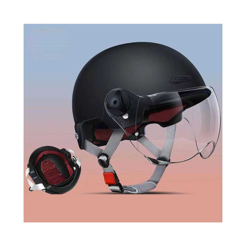 (Black) Motorcycle Electric Bicycle Helmet For Men Women Classic Retro Scooter Half Helmet Ultralight Cycling Helmet Mtb Bike Black 9393321869304