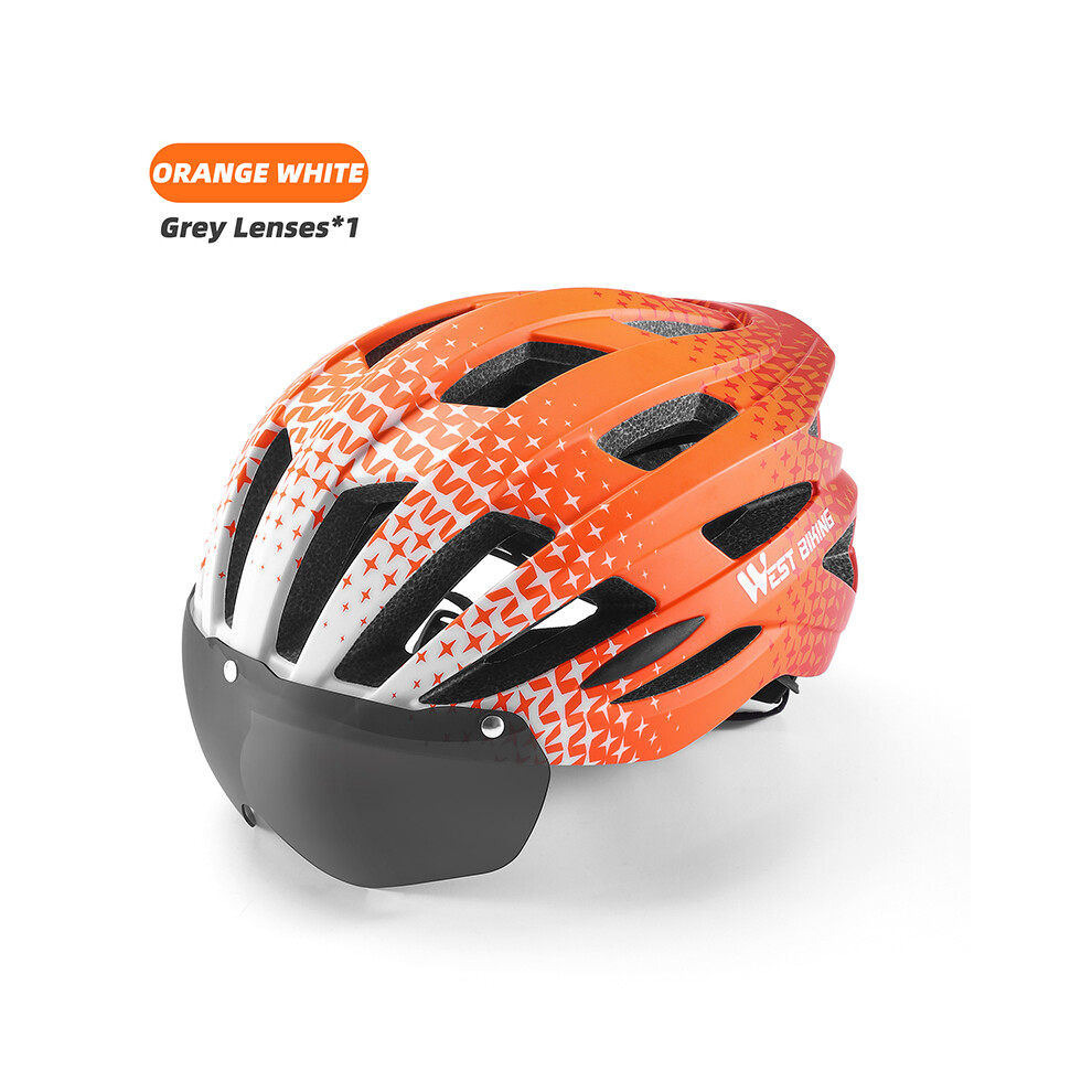 (56-61CM, Orange) Cycling Helmet Men Women Comfort Bicycle Helmet MTB Road Bike Safe Cap Magnetic Motorcycle Goggle Helmet Equipment-image-OPC-PGD87WH-NEW