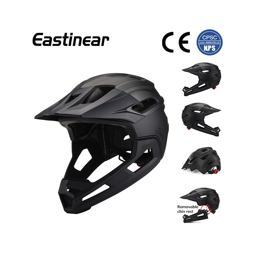(L-58-61cm, Titanium black) Eastinear's New Adult Bicycle Mountain Bike Helmet Full Face Detachable One-piece Motorcycle Riding Safety Helmet Head-image-OPC-PGD88XB-NEW