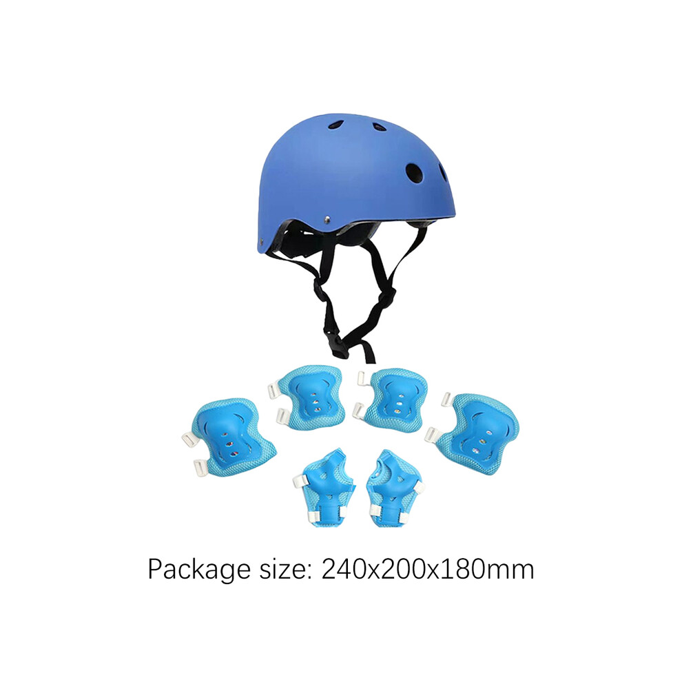 (CHINA, Light Blue Set) Children Cycling Protection Kneepads Shock-absorbing with Helmet Elbow Knee Pads Wrist Guard 7 in 1 for Outdoor Sport-image-OPC-PGD88ZN-NEW