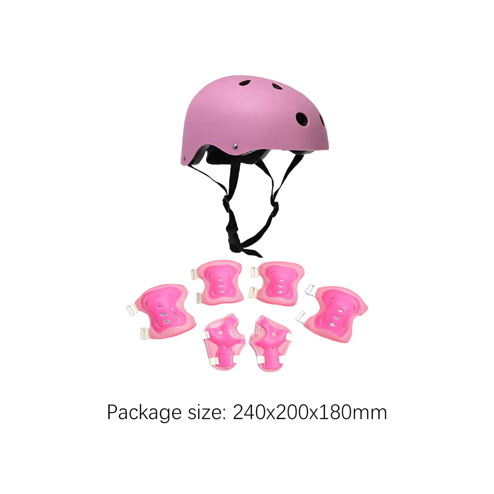 (CHINA, Pink Set) Children Cycling Protection Kneepads Shock-absorbing with Helmet Elbow Knee Pads Wrist Guard 7 in 1 for Outdoor Sport-image-OPC-PGD88ZP-NEW