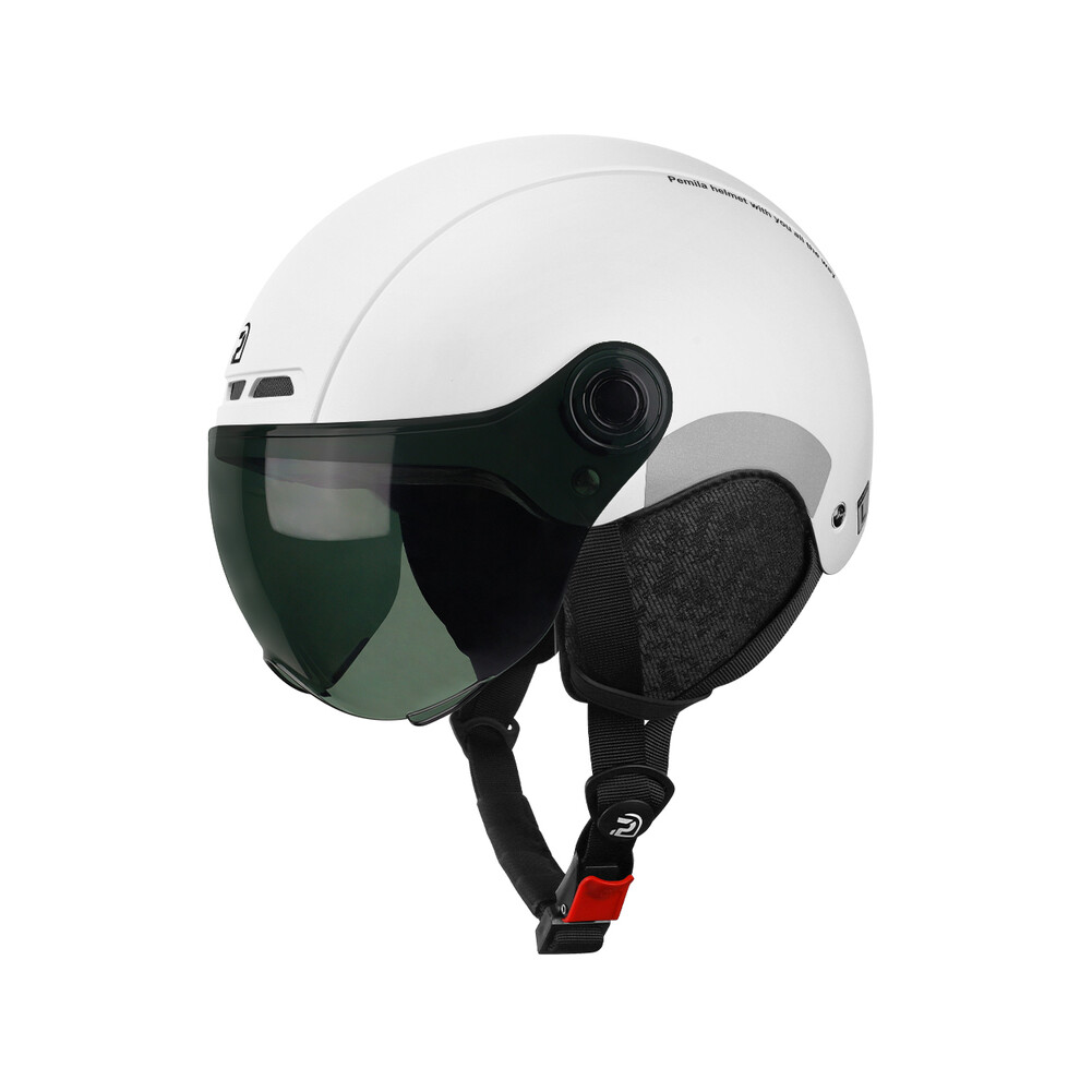 (55-62CM, V08-White-Ear-Gray) Cycling Helmet With Goggles Lens Ear Protection Reflective Sticker Bicycle Helmet MTB Road E-Bike Bike Helmet For-image-OPC-PGD899X-NEW