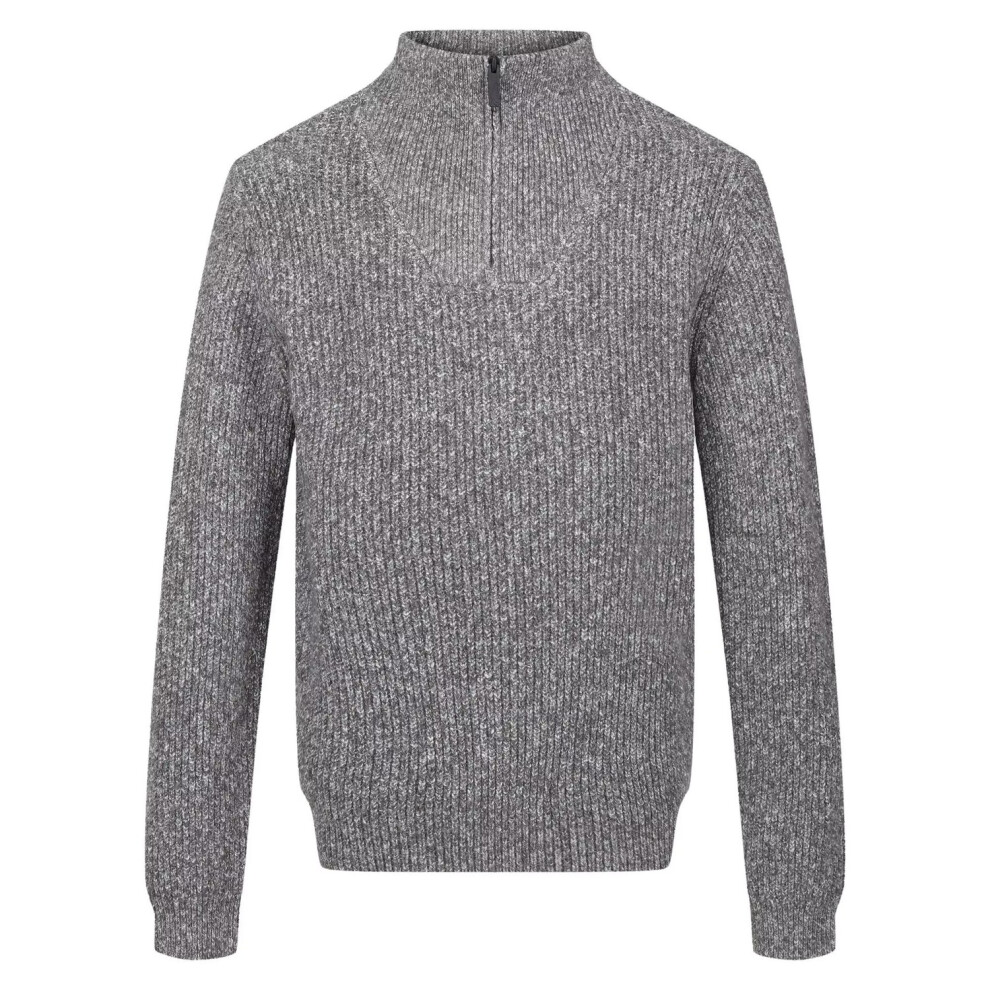 (XXL, Dark Grey) Regatta Mens Kaison Marl Knitted Half Zip Jumper