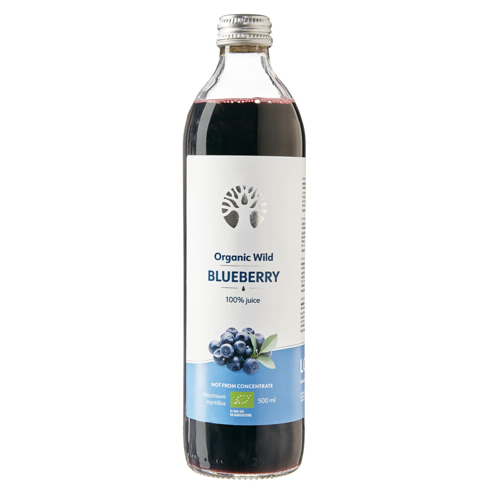 Loov Wild Blueberry Juice Organic 500 Ml Wild-Crafted From Nordic Forests 100% Blueberries Not From Concentrate No Water Added No Added Sugar