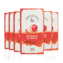 Brodies Rooibos & Apple Tag & Envelope 6 Tea Boxes of 20 Tea Bag each (120 Tea Bag) natural nutty tase combined w/ the flavour of Apple Caffeine Free