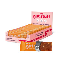 The Gut Stuff High Fibre Fruit & Nut Bars ? Gut Friendly Snack, Gluten Free, Vegan, Low Calorie, All Natural - Peanut Butter, 12 x 35g Box