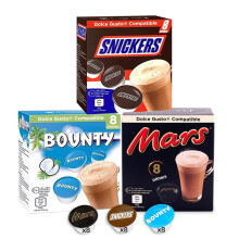Mars, Snickers and Bounty Hot Chocolate Capsules compatible with Dolce Gusto coffee machine - 24 Hot Chocolate Capsules