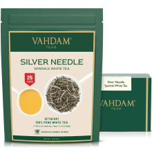 VAHDAM, Silver Needle White Tea Loose Leaf (25 Cups/50g) Gluten Free | Pure Unblended Loose Leaf Tea | Vacuum Sealed | Brew As Hot Tea, Iced Tea Or
