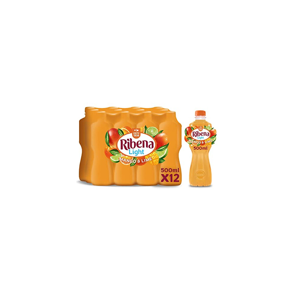 Ribena Mango And Lime Juice Drink No Added Sugar 500Ml - Multipack Of 12 | Real Fruit | Rich In Vitamin C | No Artificial Colours Or Flavours |