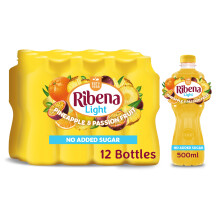 Ribena Pineapple and Passion Fruit Juice Drink No Added Sugar 500ml 12 pack .Real Fruit. Rich in Vitamin C No Artificial Colours or Flavours Tropical