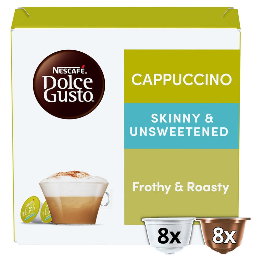 Nescafe Dolce Gusto Cappuccino Skinny&Unsweetened/Light Coffee Pods (Pack Of 3, Total 48 Capsules)