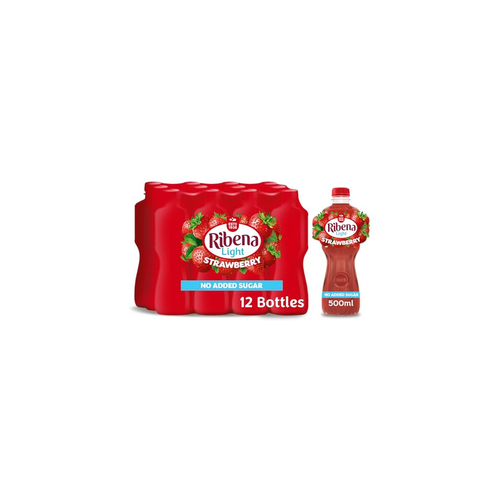 Ribena Strawberry Juice Drink No Added Sugar 500Ml - Multipack Of 12 | Real Fruit | Rich In Vitamin C | No Artificial Colours Or Flavours | Fruity