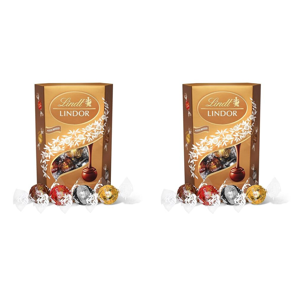 Lindt Lindor Assorted Chocolate Truffles Box, Mother's Day Chocolate Gift for Her, 337 g (Pack of 2)