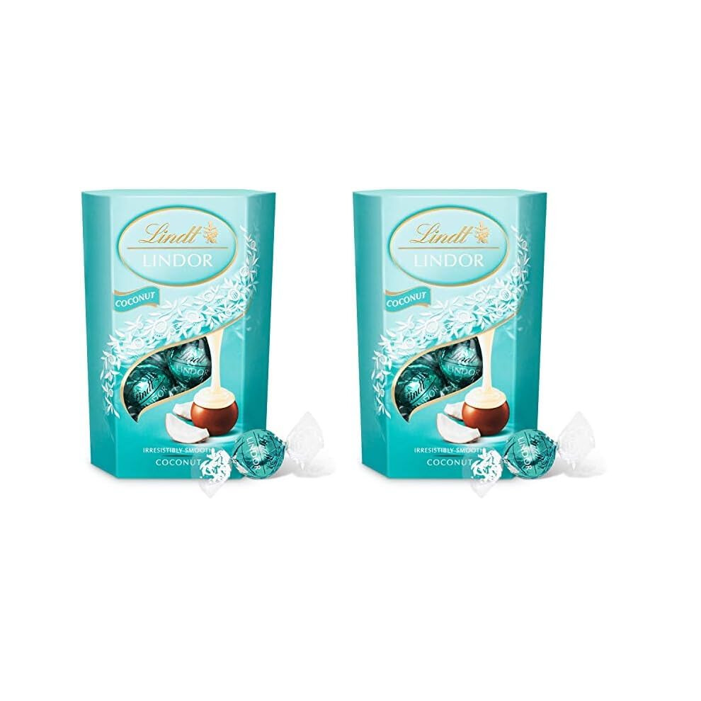Lindt Lindor Coconut Milk Chocolate Truffles Box - Approx 16 balls, 200g - Chocolate Truffles with a Smooth Melting Filling - Gift Present -