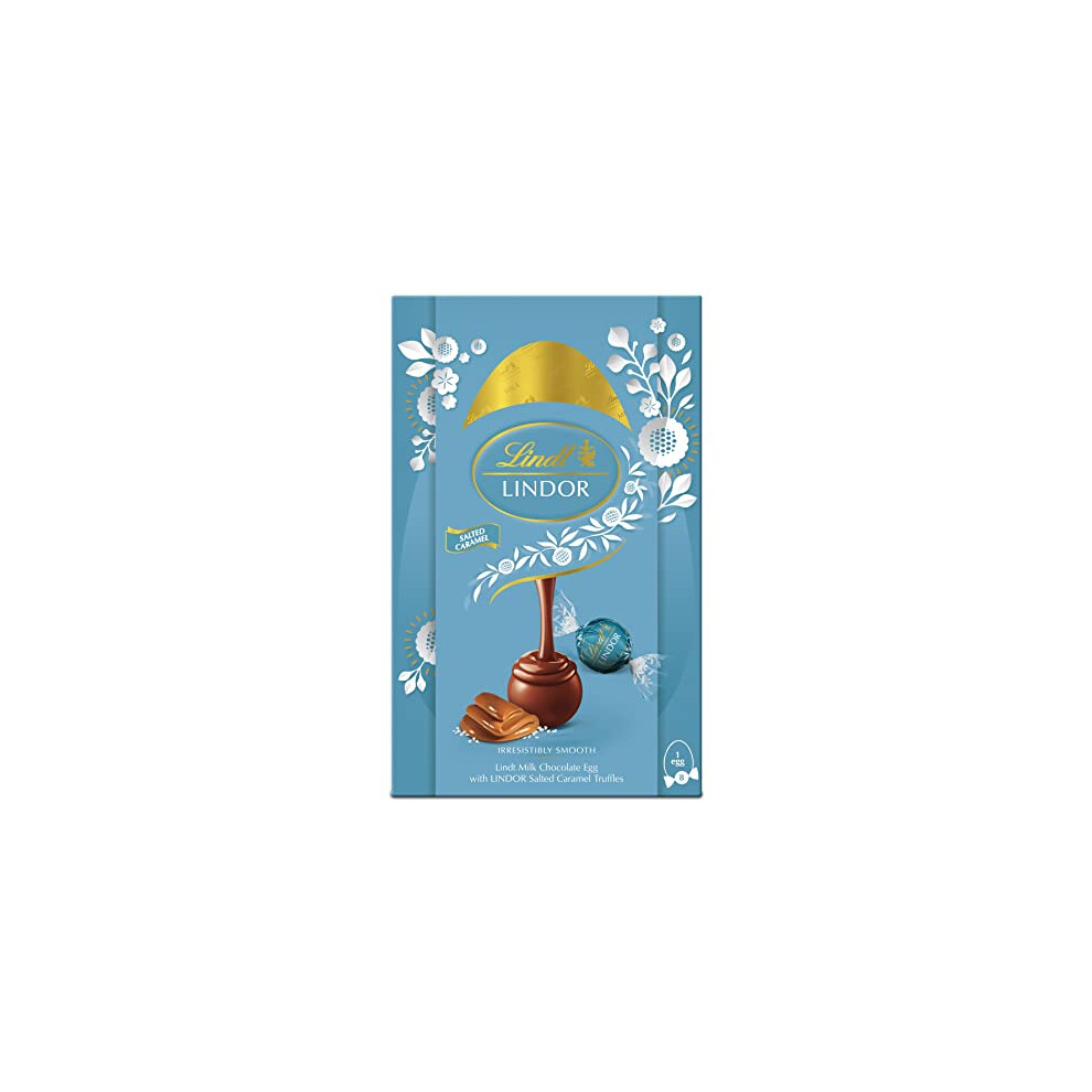 Lindt Lindor Milk Chocolate Easter Egg with Lindor Salted Caramel Truffles 260g
