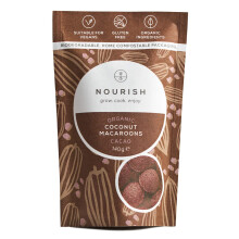 Nourish Organic Cacao Coconut Macaroons - Keto Snacks - Vegan, Gluten Free, Dairy Free Healthy Snacks made with Natural Ingredients - 140g (Pack of 4)
