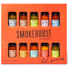 Smokehouse by Thoughtfully, Hot Sauce Gift Set, Flavours Include Bacon Cayenne, Garlic Herb, Apple Whiskey Habanero and More, Pack of 10