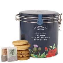 Cartwright & Butler Tea Time Luxury Biscuit Selection Barrel, Enriched with Buttery and Crumbly Classic Flavour, 580 g