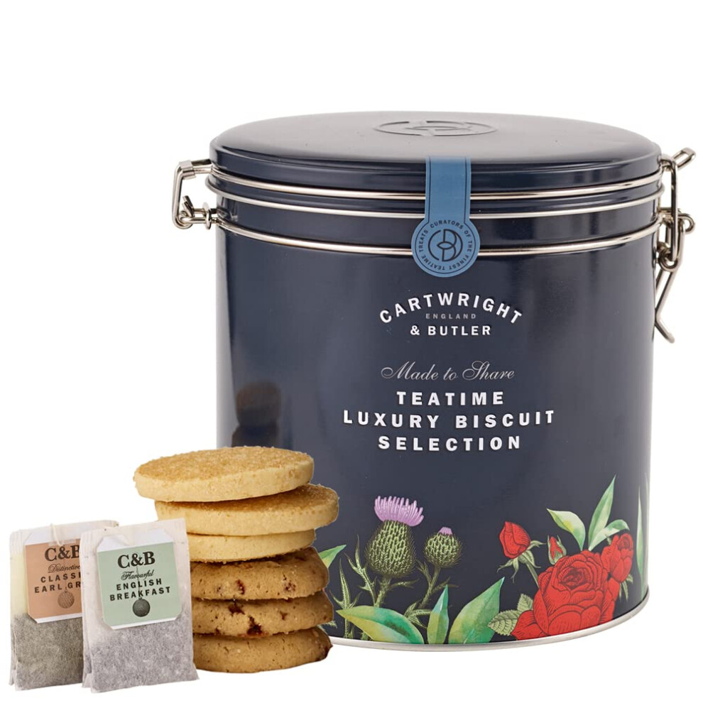 Cartwright & Butler Tea Time Luxury Biscuit Selection Barrel, Enriched With Buttery And Crumbly Classic Flavour, 580 G