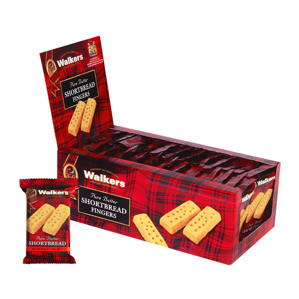 Walkers Walker's Shortbread Fingers Twin Pack Traditional Pure Butter Biscuits By Scottish Recipe, 40G (24 X Twin Pack) [Packaging May Vary]