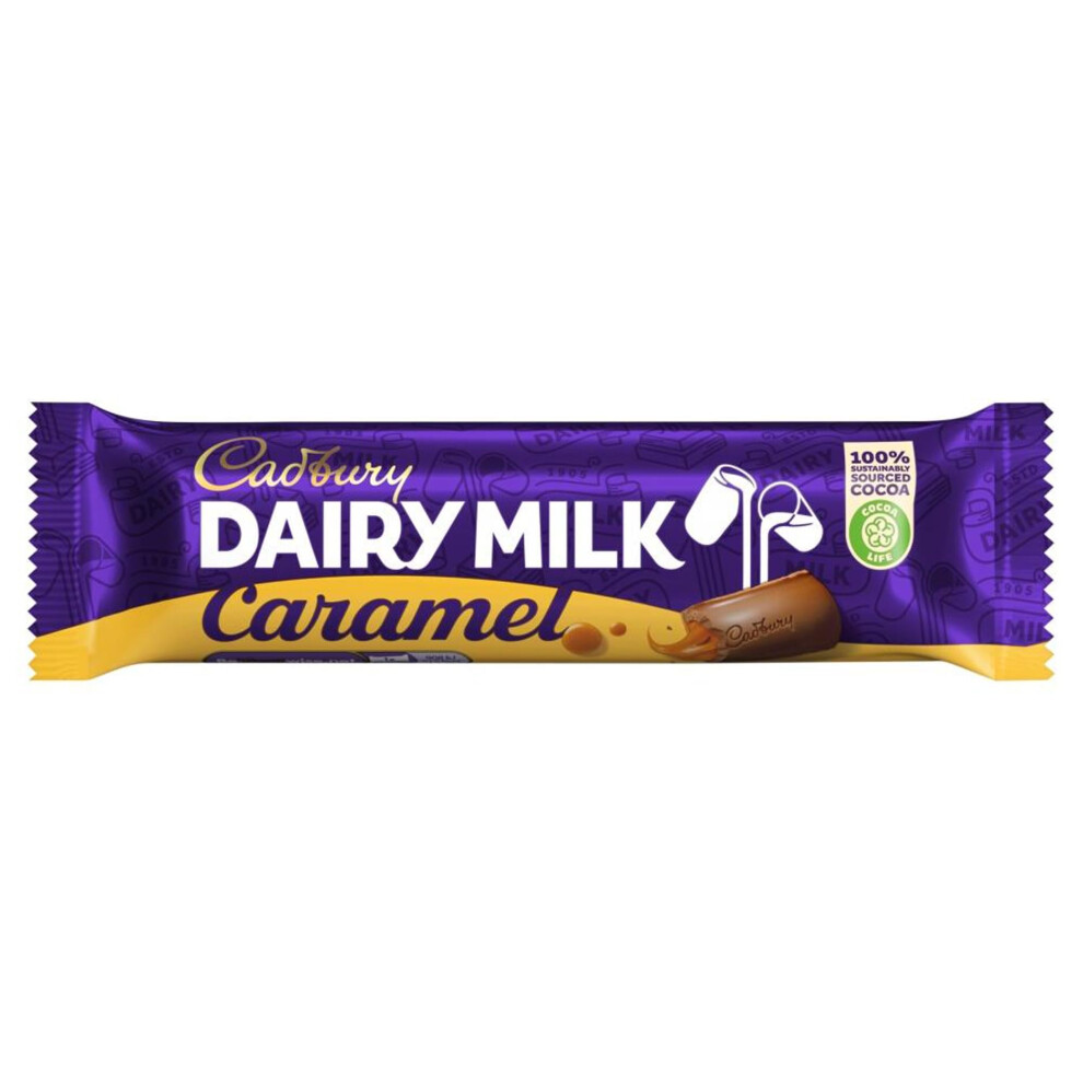 Cadbury Dairy Milk Caramel Chocolate Bar, Smooth Caramel Centre, 45 G (Pack Of 48)