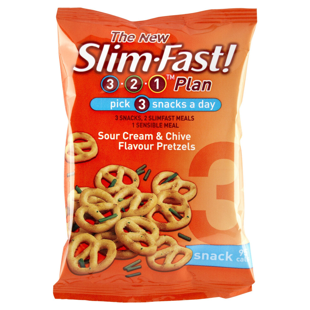 Slimfast Cream Sour And Chive Pretzels Snack Bag 23 G - Pack Of 12