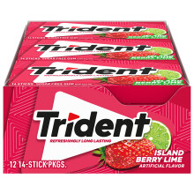 Trident Island Berry Lime Sugar Free Chewing Gum with Xylitol 14 Sticks 39 g