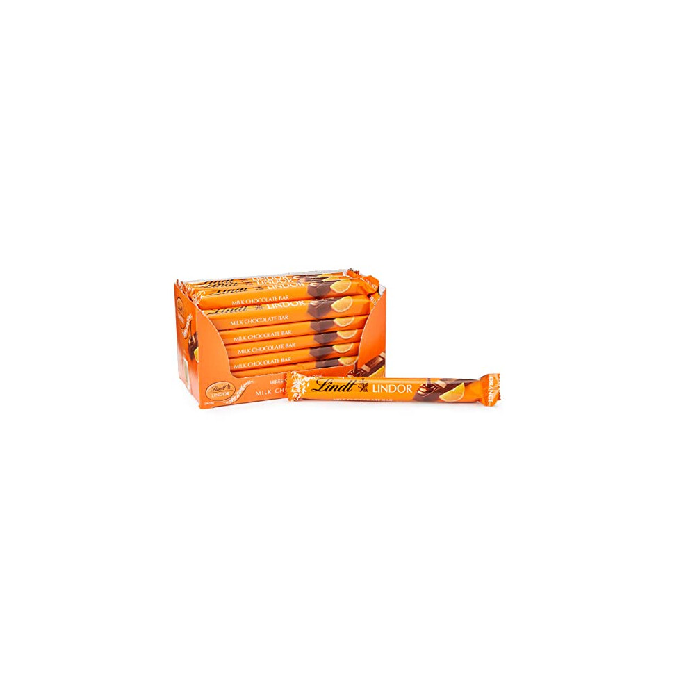 Lindt Lindor Milk Orange Chocolate Snacking Bar (Pack Of 24)
