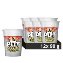Pot Noodle Sticky Rib Standard Pot Noodle instant vegan* snack quick to make noodles 12x 90 g