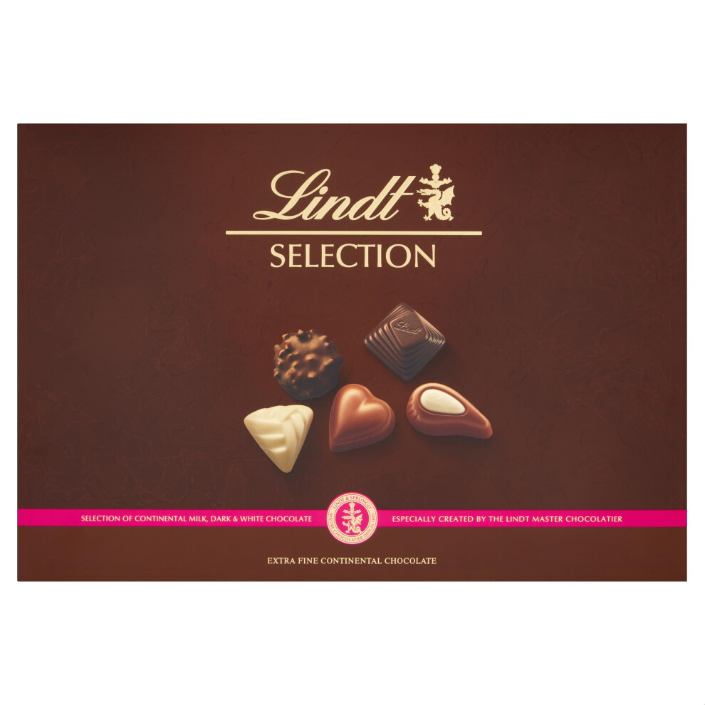 Lindt Selection Extra Fine Continental Chocolate Box Extra Large - 40 Assorted Milk, Dark and White Chocolates, 427g - Gift Present or Sharing Box -