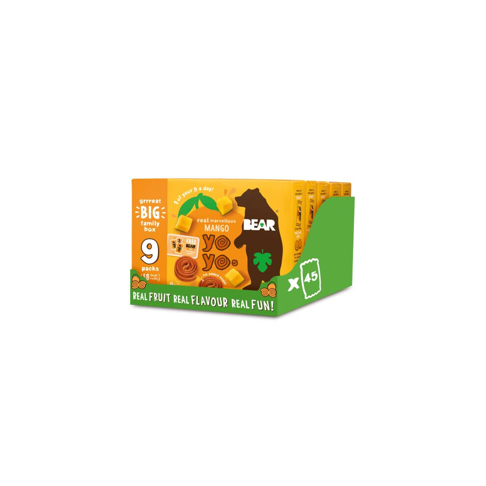 Bear Mango Yoyos - Dried Fruit Rolls - Healthy - Vegan - 20G (45 Packs)