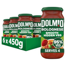 Dolmio Bolognese Smooth Tomato Hidden Vegetable Pasta Sauce Jar, Bulk Multipack 6 x 450g