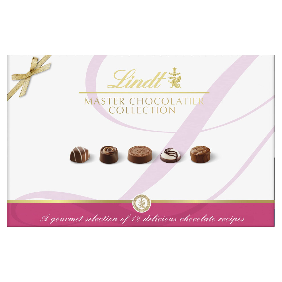 Lindt Master Chocolatier Collection - 46 Assorted Milk, Dark and White Chocolates, Extra Large Box, 470g - Gift Present or Sharing Box - Mother's Day,